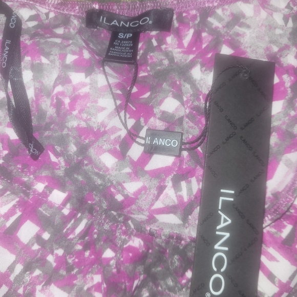 Ilanco Purple and Gray Patterned Cropped Sleeve Top S - Picture 6 of 6